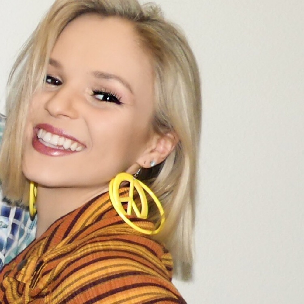 Yellow piece sign earrings